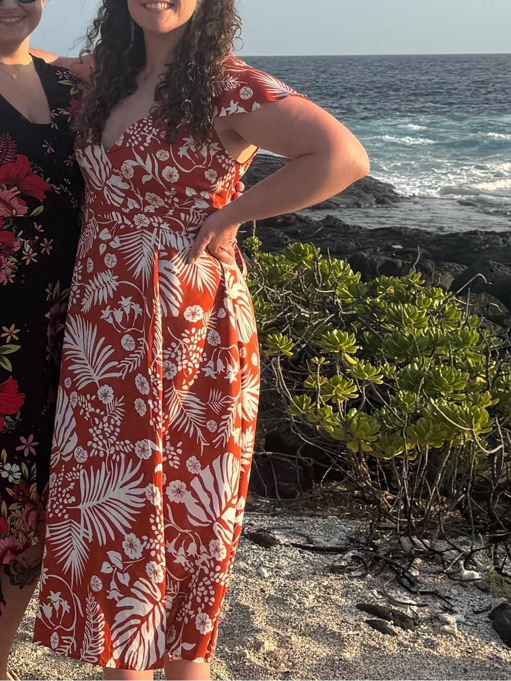 Arnhem Nala - Orange and White Tropical Floral - Midi wrap Dress - Picture 11 of 11